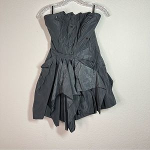 Bebe dark gray Zipper Accents Draped Sleeveless 80’s Cocktail Dress Womens XS